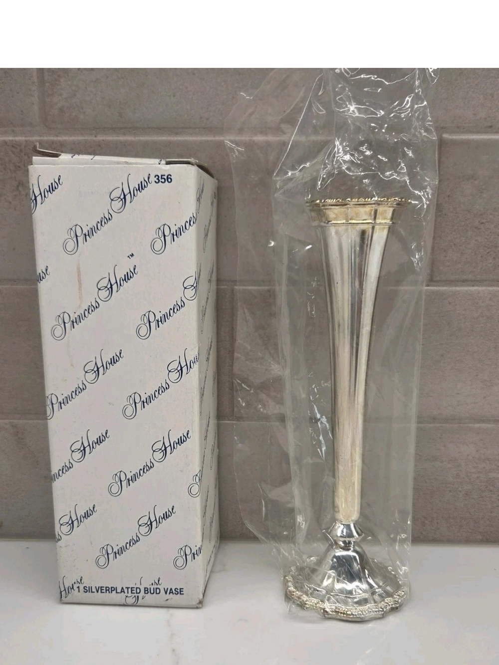 Vintage 356 Princess House Silverplated Bud Vase Fluted NOS Box